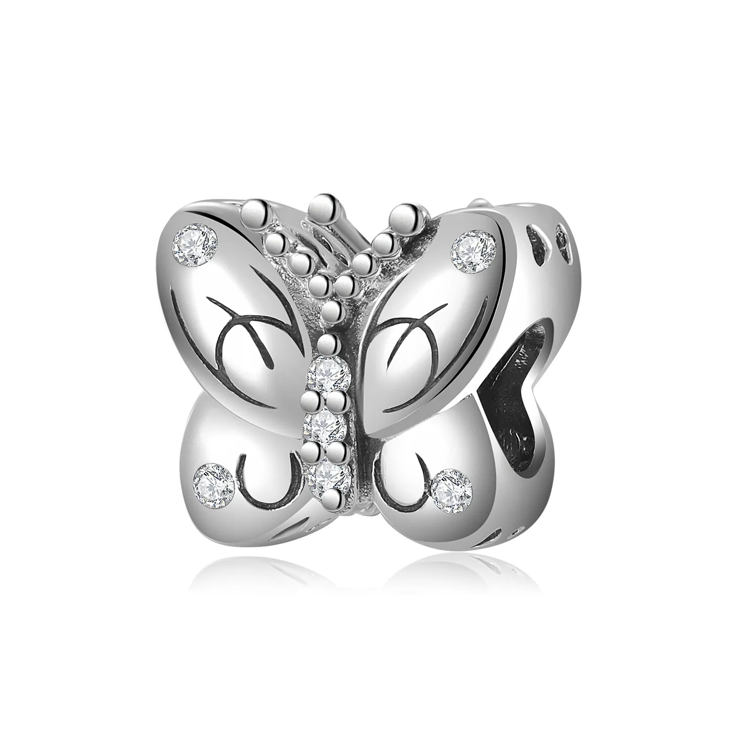 Butterfly Charm Bead 925 Sterling Silver Sparkling Zircon Enamel DIY Jewelry Making For Bracelet Accessory
