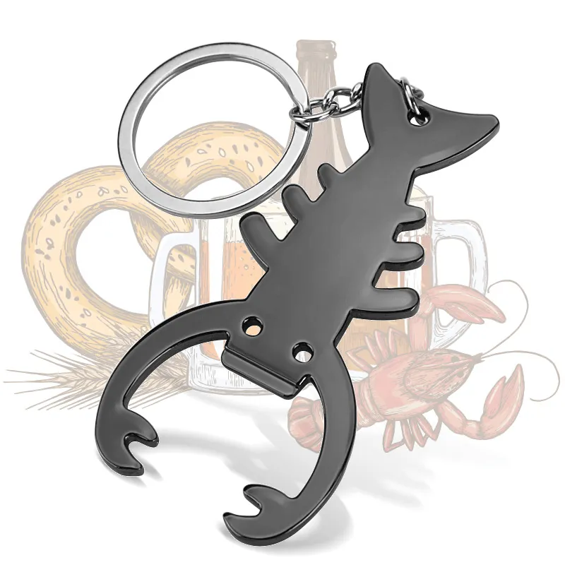 Lobster Shape Metal Bottle Opener Keychain Portable Zinc Alloy Beer Cap Lifter Creative Accessory For Bar Party