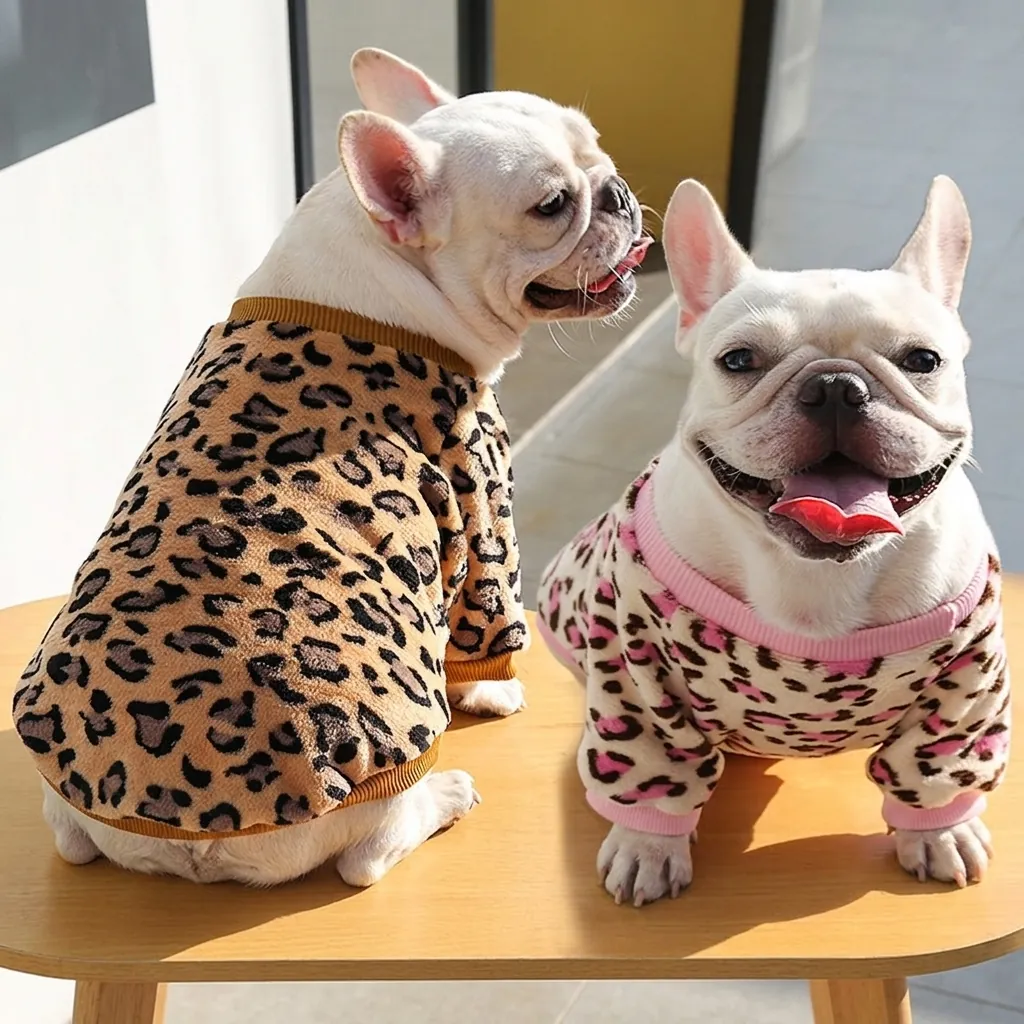 Sweatshirt Chien Polaire Corail Doux Vêtements Chauds Pour Animaux De Compagnie Petits Moyens Chiens Bouledogue Français