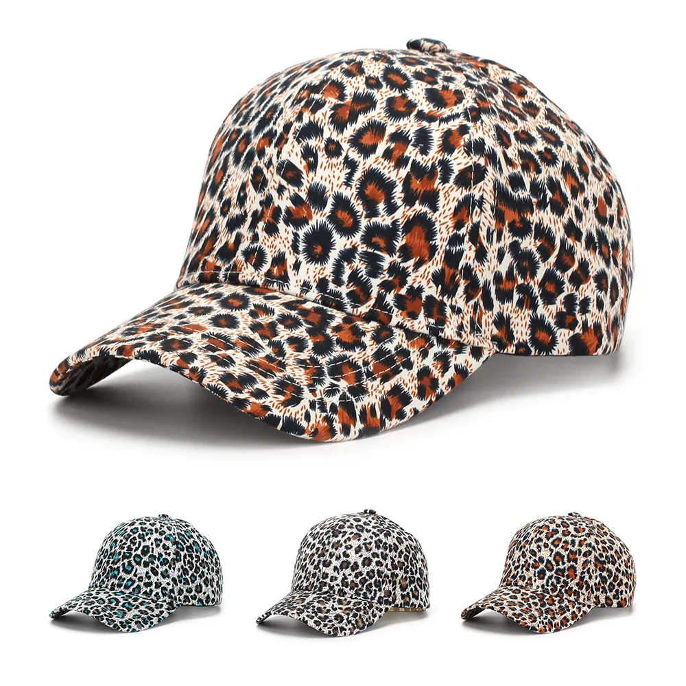 Cappello Da Baseball Con Stampa Leopardata Poliestere Cappello Da Sole Regolabile Traspirante Visiera Curva Moda Motivo Animale Per Donne