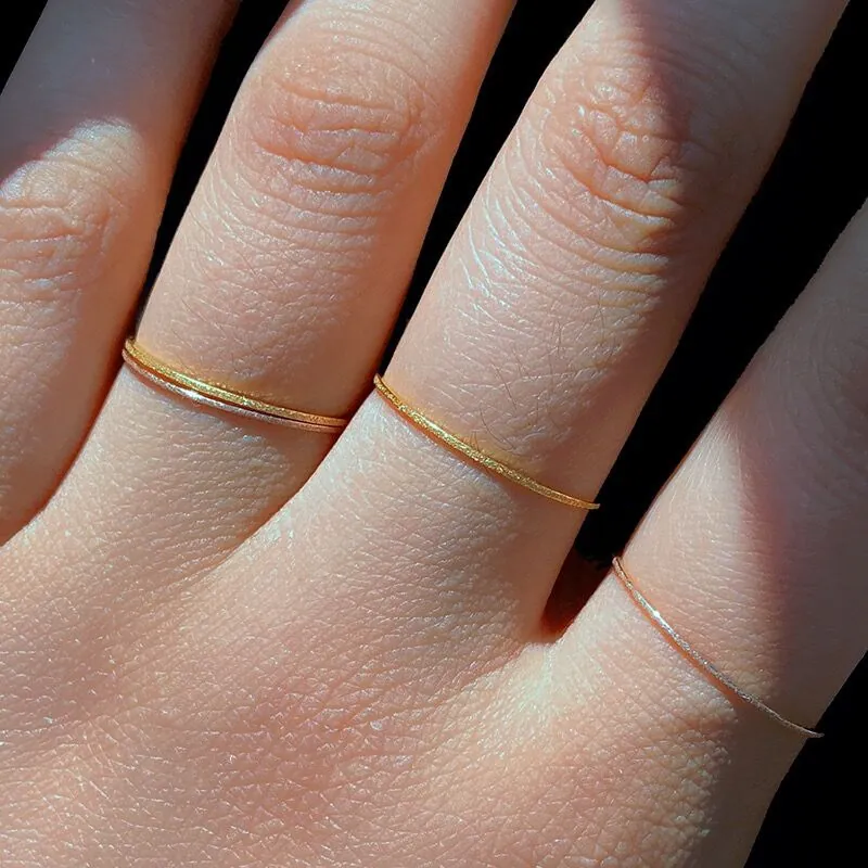 Ultra Thin Frosted Ring Titanium Steel Matte Finish Simple Stackable Band Minimalist Fashion Jewelry For Women