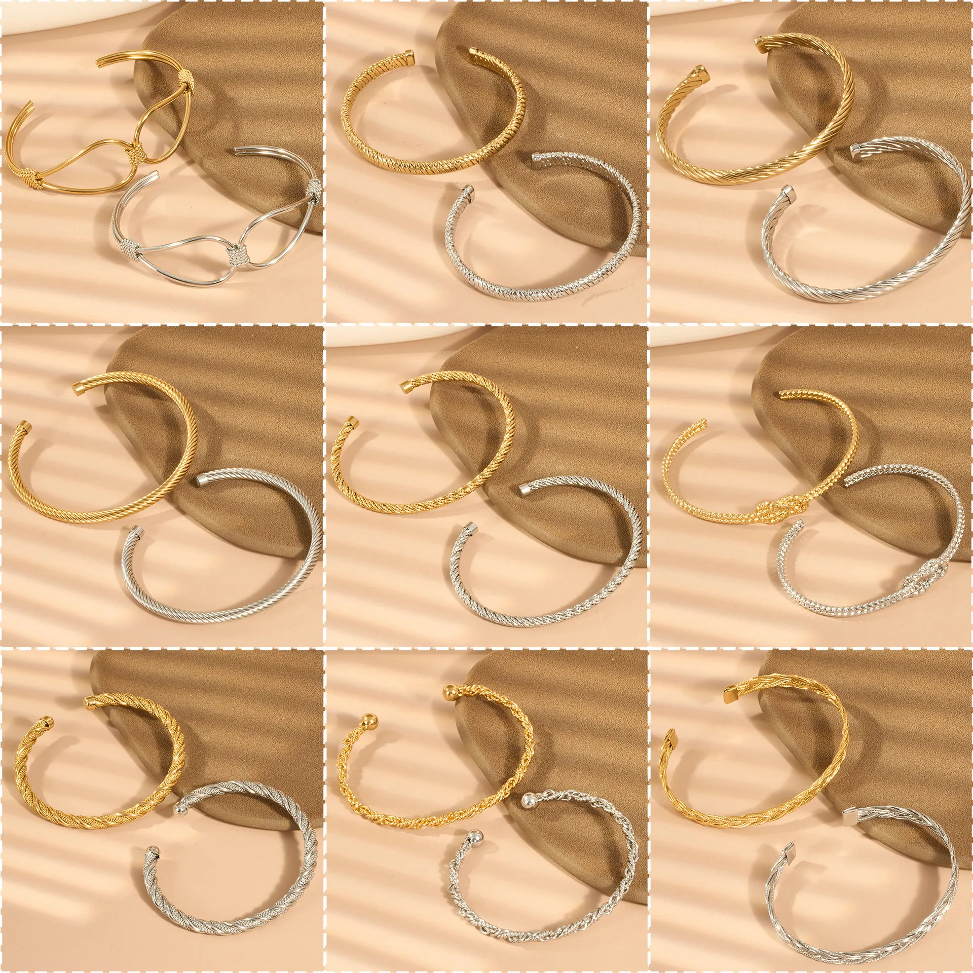 Edelstahl Gedrehter Kabel Manschettenarmreif Für Damen Französischer Stil Eleganter Knoten Gewebter Verstellbarer Modeschmuck Nischendesign