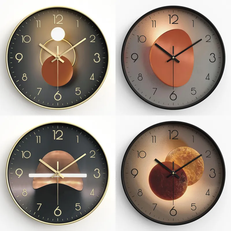 Modern Wall Clock Silent Quartz Movement Artistic Abstract Design Round Decorative For Living Room Bedroom Home Office