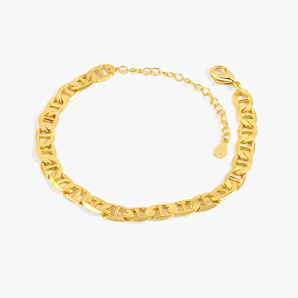 Women Trendy Copper Mariner Link Bracelet Personalized Hip Hop Style Pig Nose Chain Bracelet Adjustable Extension Jewelry