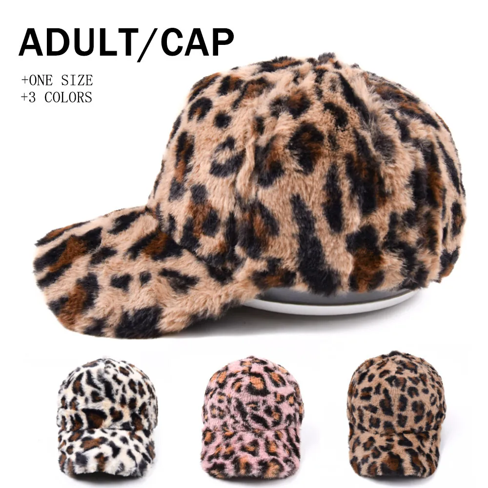 Baseballkappe Mit Leopardenmuster Aus Kunstpelz Winter Warme Plüsch Verstellbare Outdoor Mütze Für Damen