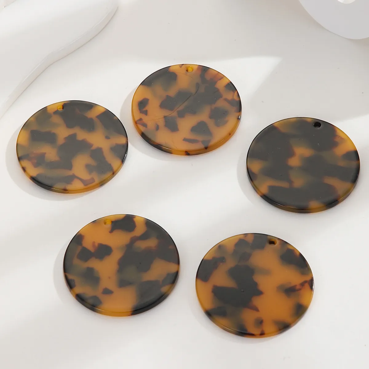 Round Tortoise Shell Charms Acetate Acrylic Leopard Print Pendants For DIY Earring Jewelry Making Vintage Accessories