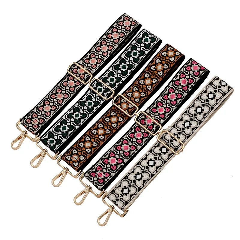 Ethnic Style Embroidery Wide Bag Strap Adjustable Replacement Shoulder Strap Bohemian Geometric Jacquard For Handbags