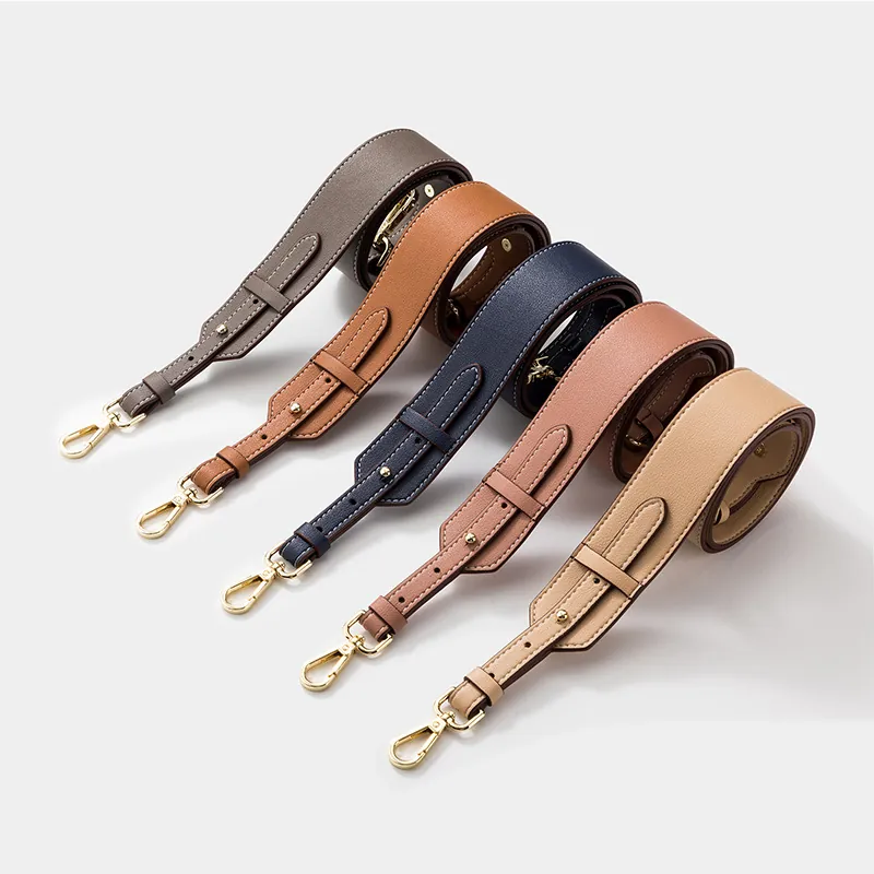 Wide Shoulder Strap Cowhide Leather Adjustable Replacement For Crossbody Handbag Litchi Pattern Metal Hardware