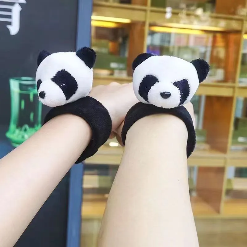 Cute Cartoon Panda Plush Slap Bracelet Brooch Clip Headband Decorative Animal Accessory For Kids Women Everyday Fashion Ornament