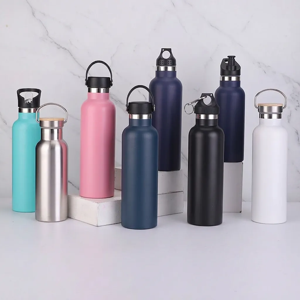 Stainless Steel Vacuum Insulated Water Bottle Double Wall Leakproof Thermal Flask With Portable Handle For Sports Gym