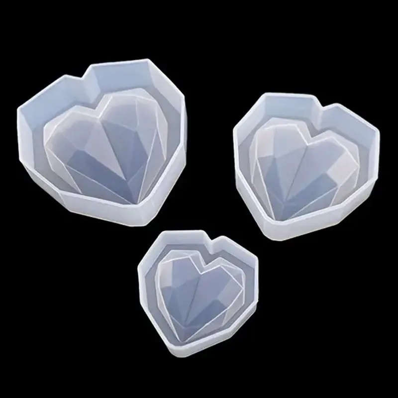 Diamond Heart Silicone Mold Geometric Facet DIY Cake Mousse Chocolate Baking Resin Casting Candle Tool