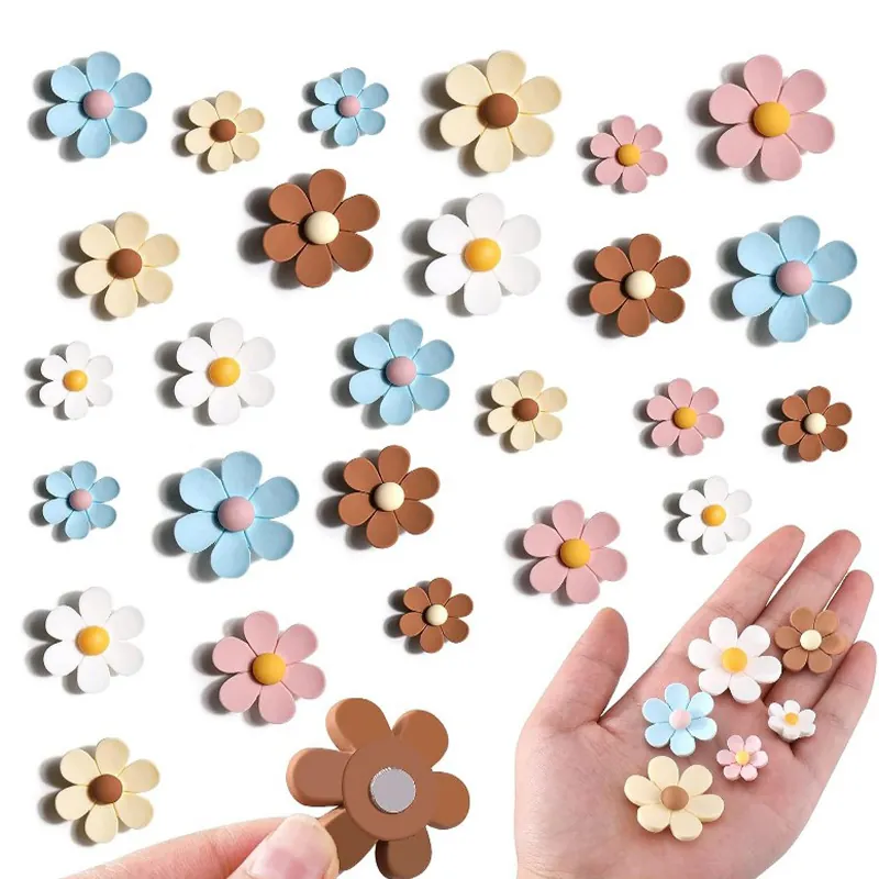 Cute Daisy Flower Refrigerator Magnets Resin Decorative Magnetic Stickers For Fridge Whiteboard Locker Office Decor