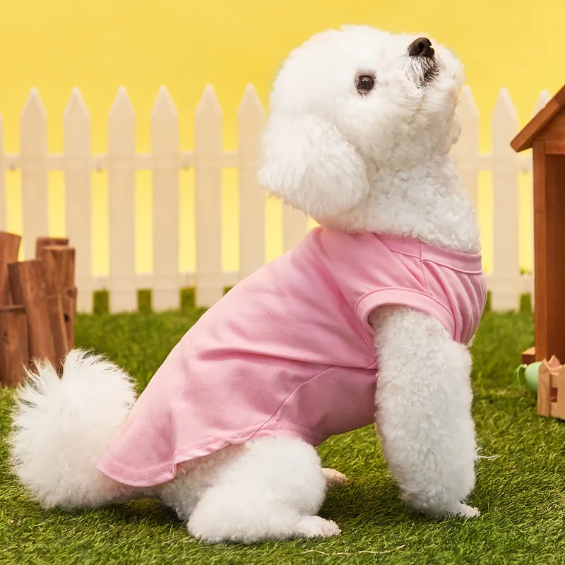 Solid Color Pet T-Shirt Soft Breathable Cotton Blend Dog Vest Sleeveless Puppy Cat Clothes Casual Summer Apparel
