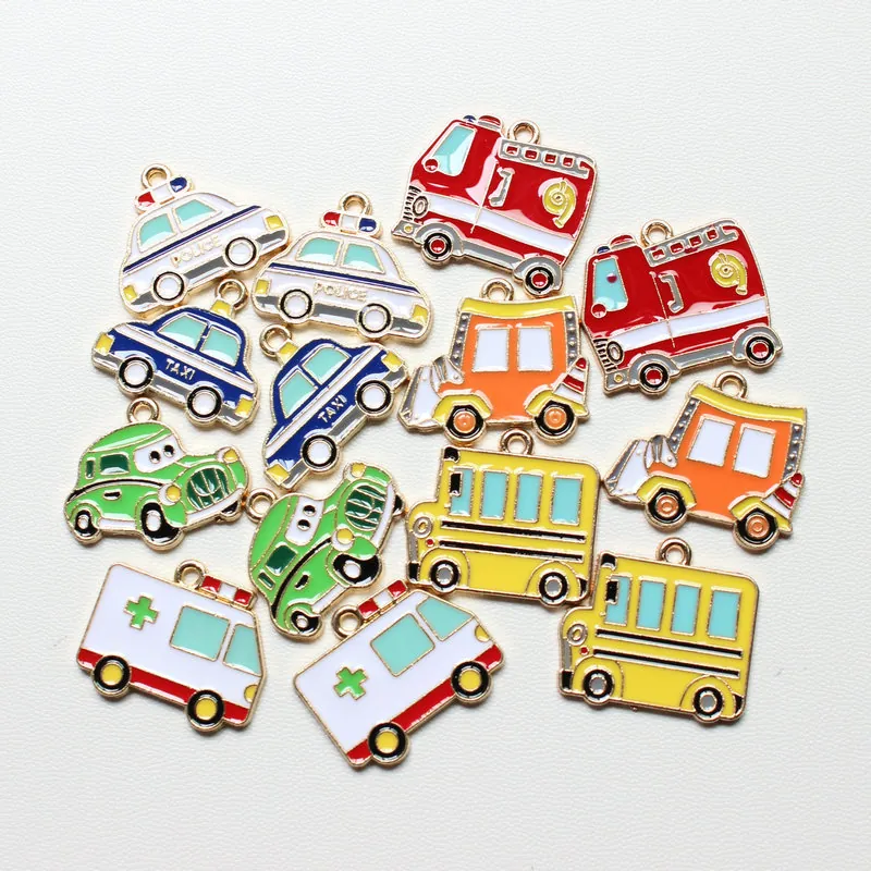 Cartoon Transportation Car Charms Alloy Enamel Drip Pendants For DIY Jewelry Making Bracelet Necklace Accessories