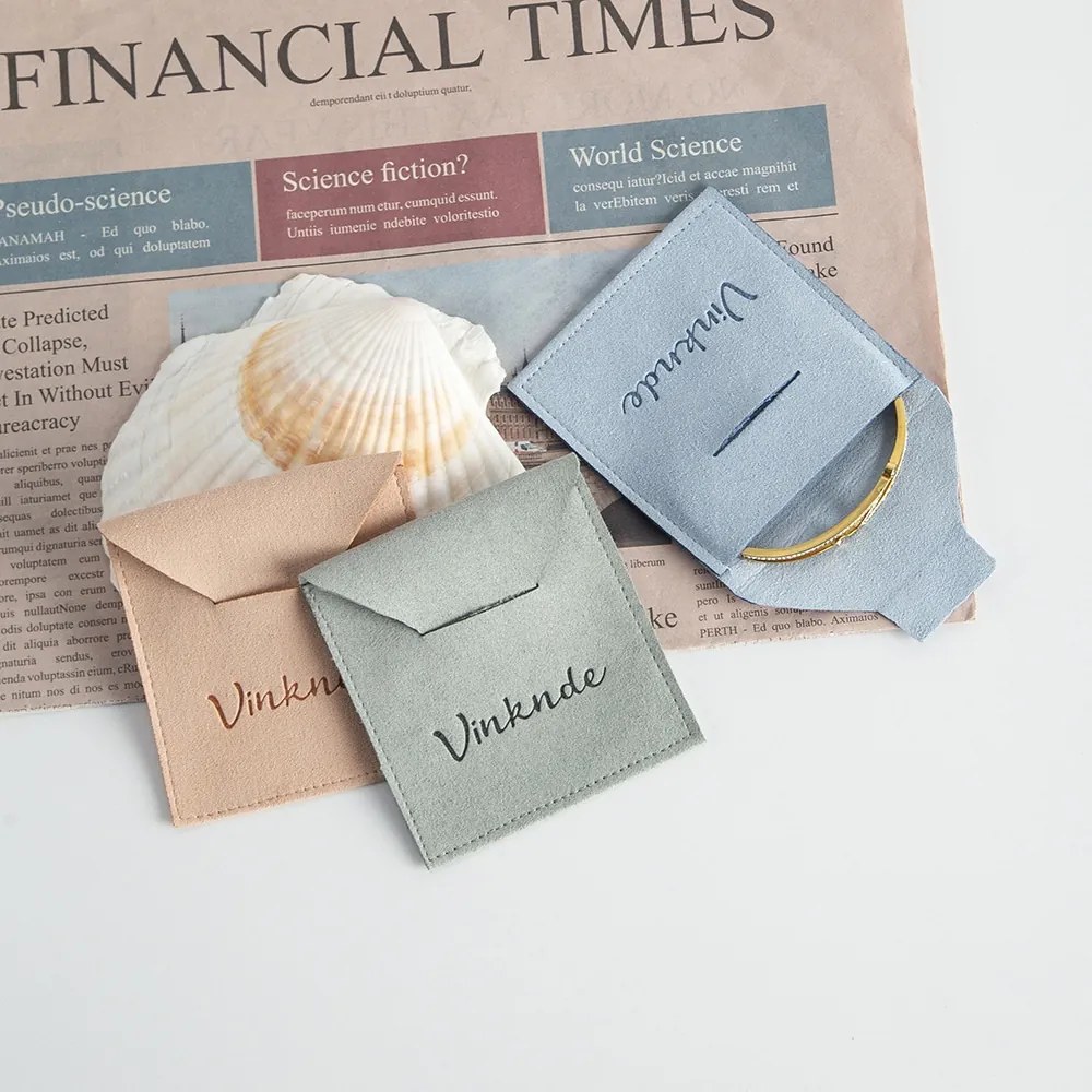 Bolsa Para Joyas Microfibra Gamuza Terciopelo Pequeña Bolsa De Embalaje De Regalo Sobre Con Solapa Para Anillos Pendientes Pulsera Almacenamiento