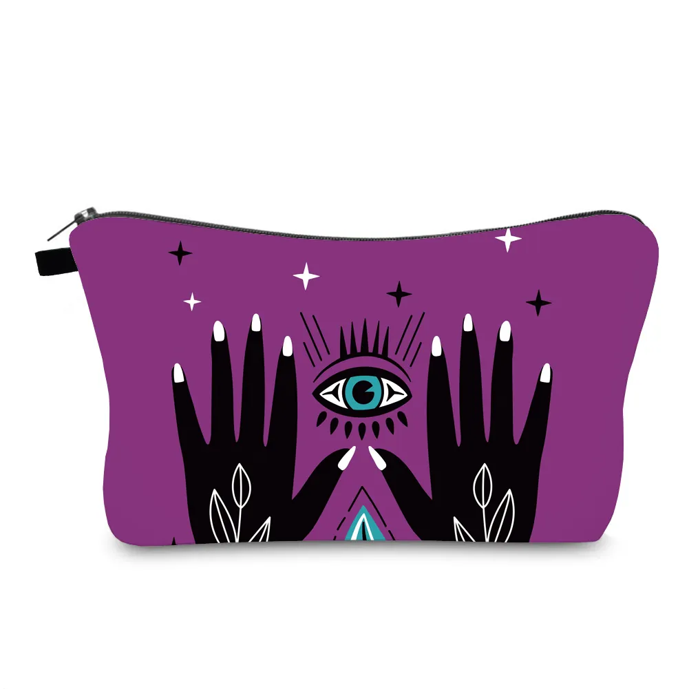 Water-Repellent Women Cosmetic Bag Mystical Evil Eye Hand Star Print Travel Toiletry Makeup Storage Pouch Organizer