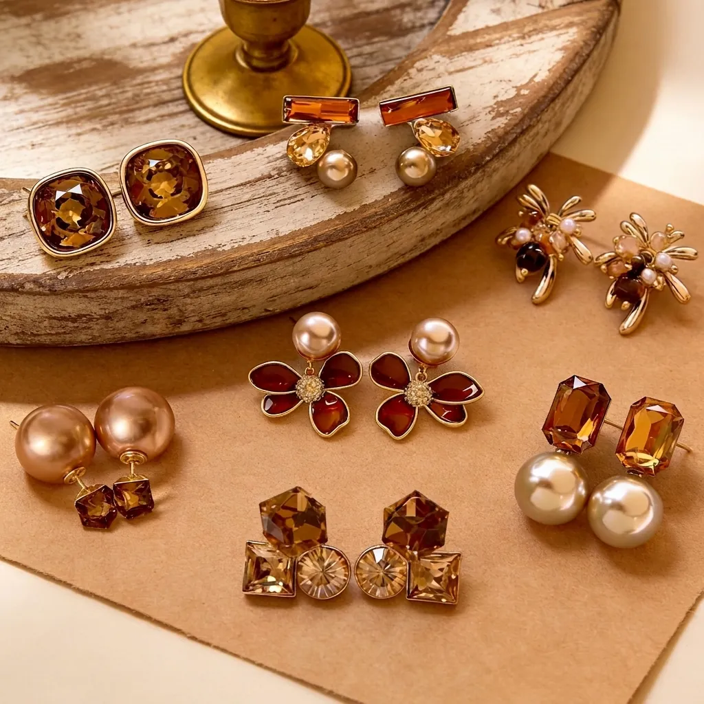 Vintage Flower Artificial Pearl Dangle Earrings Light Luxury Stud Alloy With 925 Sterling Silver Earring Post Resin Jewelry Women