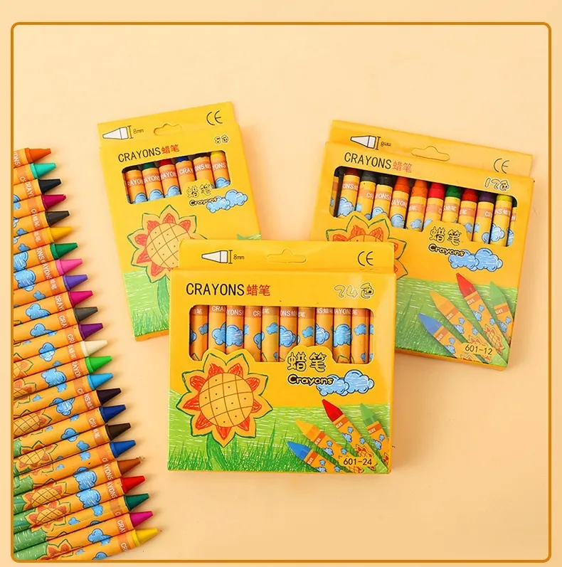Kids Crayons Multi Color Wax Drawing Pens For School Students Kindergarten Painting Art Supplies Sunflower Cartoon Style