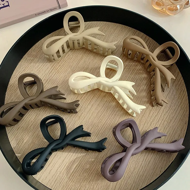 Large Matte Bow Hair Claw Clip Strong Hold Shark Hairpin Elegant Updo Accessories For Women Thick Hair