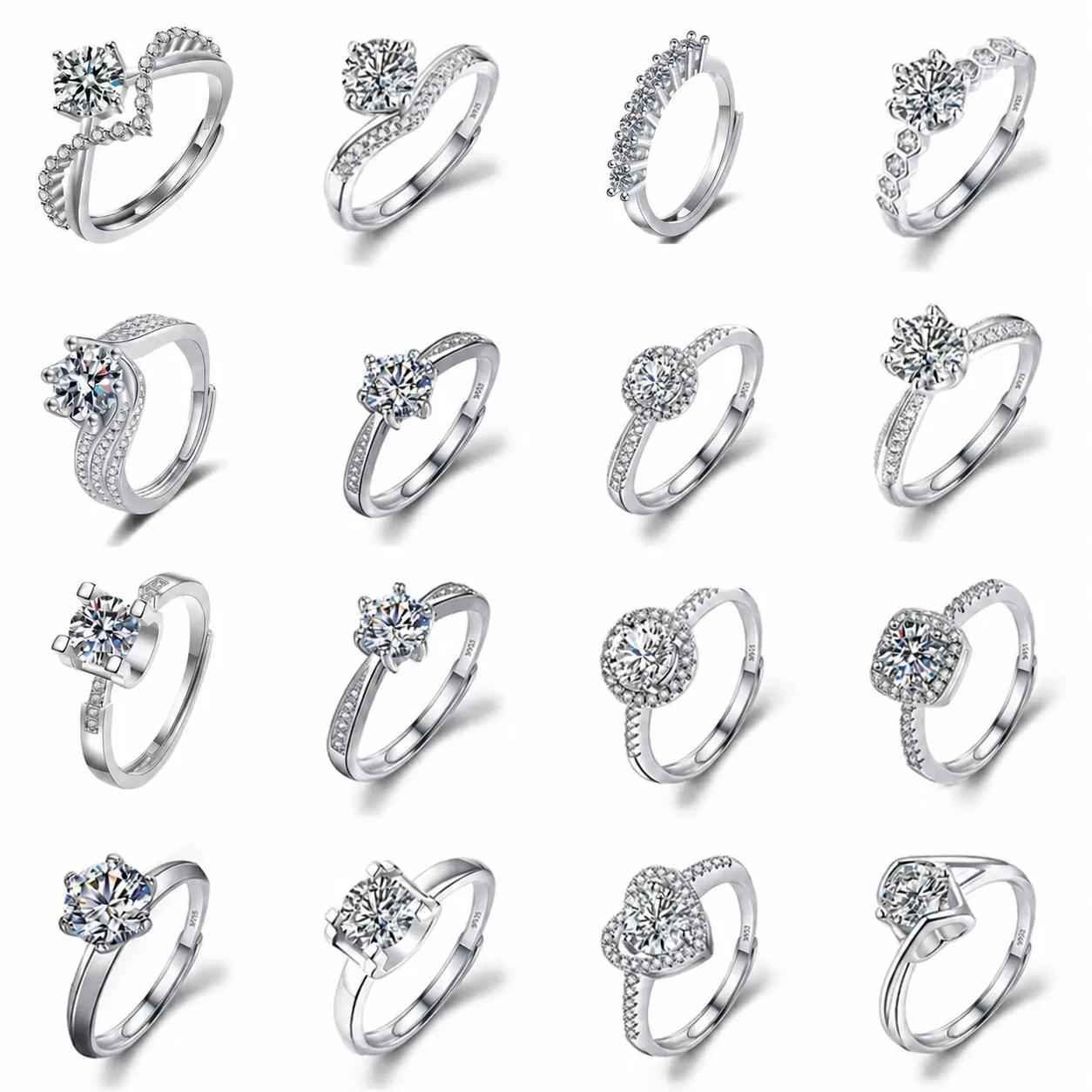 Fashion Round Copper Plating Inlay Artificial Rhinestone Rings 1 Piece