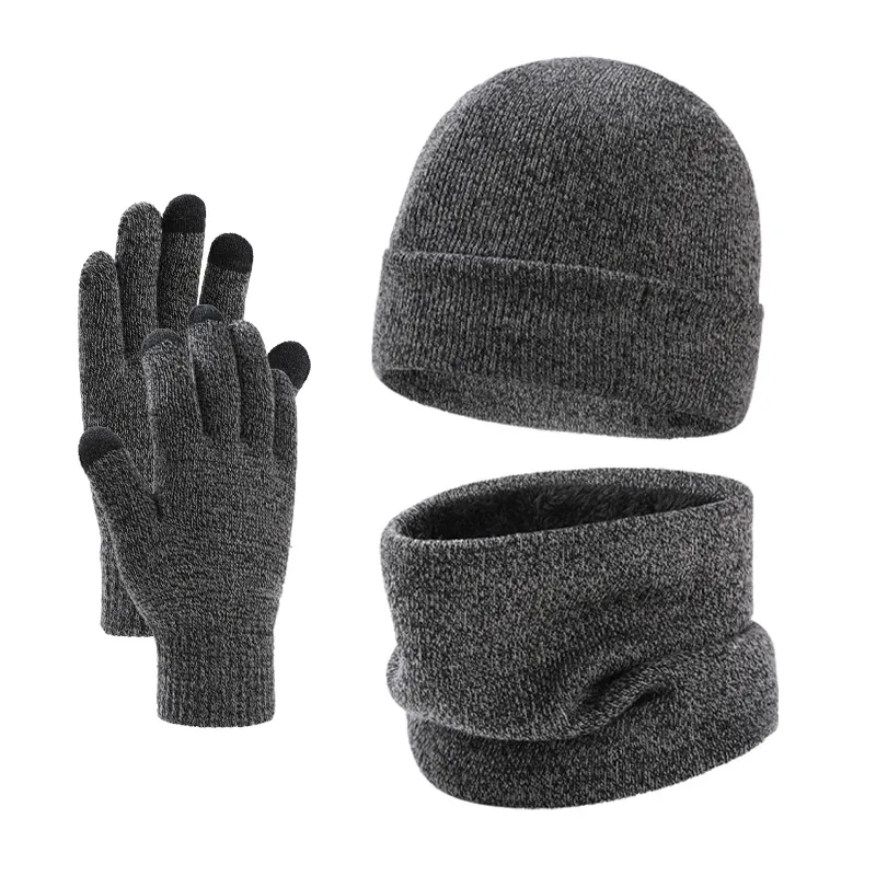 Berretto Invernale Sciarpa Scaldacollo E Guanti Touchscreen Maglia Foderati In Pile Termico Caldo Unisex Esterno