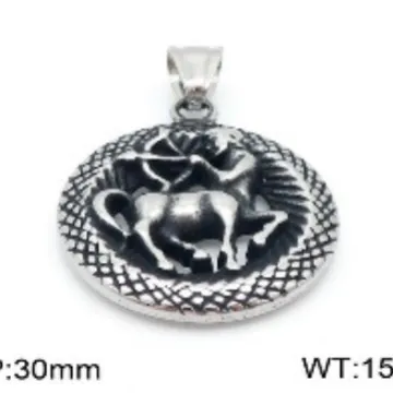 Pendentif Rond 12 Signes Du Zodiaque Vintage Acier Inoxydable 304 Évidé Bijoux Hip Hop Pour Hommes Femmes