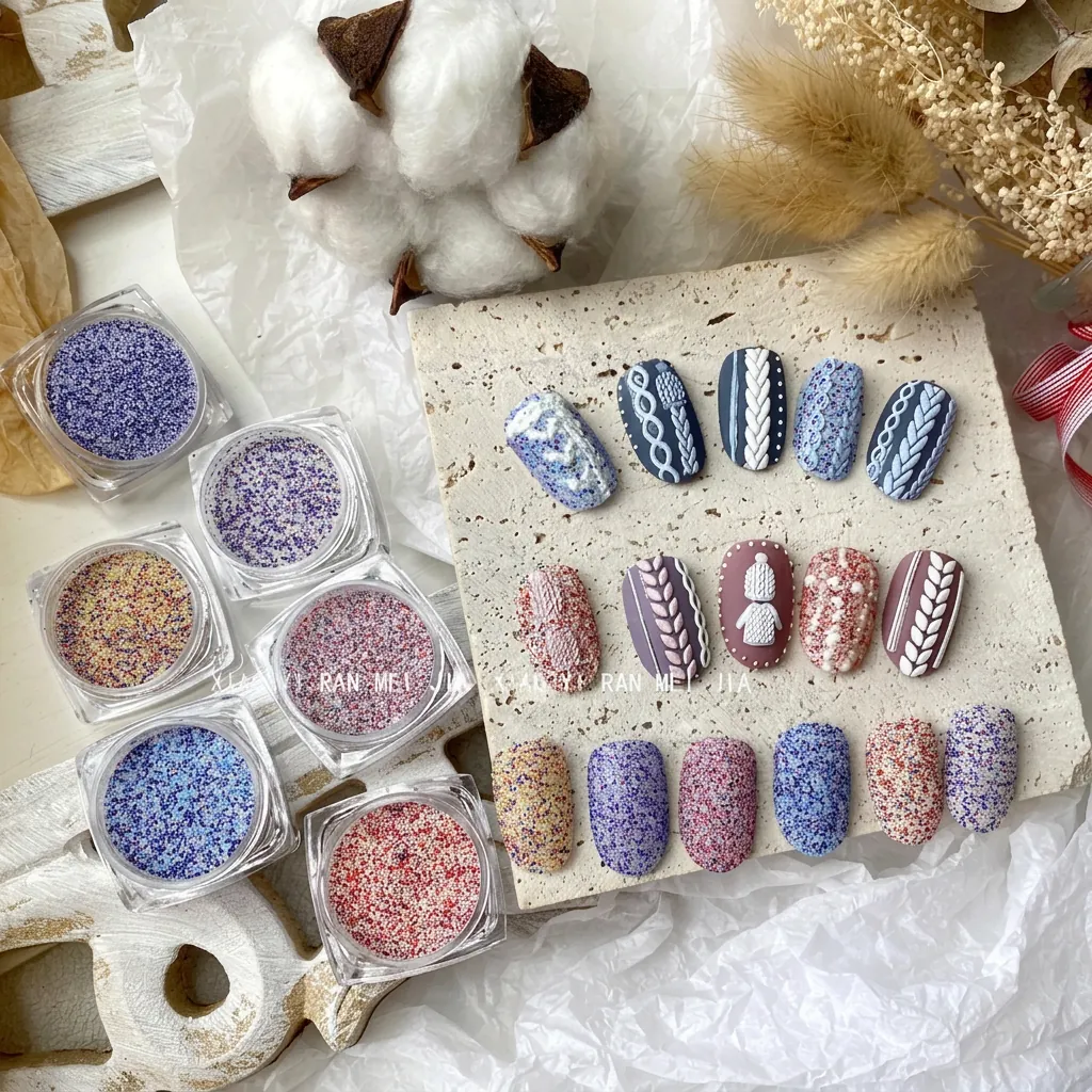 Nail Art Glitter Powder Sugar Effect Woolen Texture Colorful Sand Surface Manicure Decoration DIY Accessories