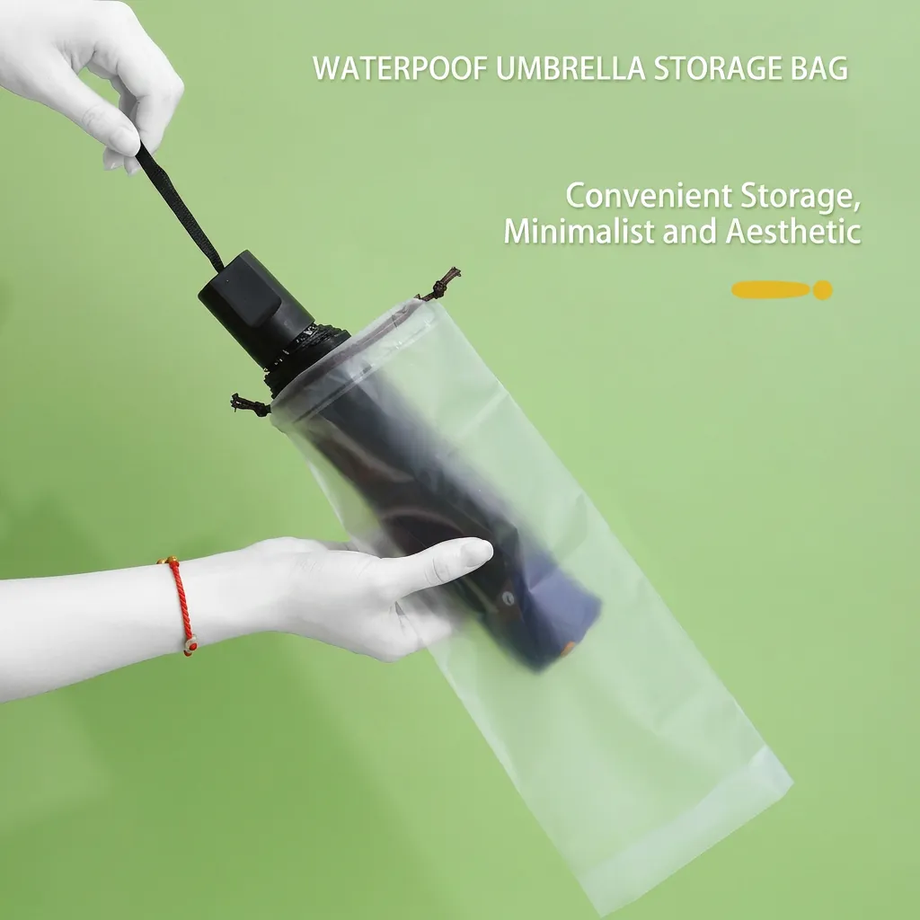 Wasserdichte Regenschirm Aufbewahrungstasche Mattierte Transparente PVC Tragbare Kordelzugbeutel Für Faltbare Regenschirme Reise