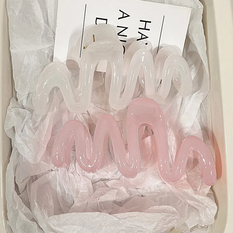 Large Wave Hair Claw Clip Jelly Color Acrylic Non Slip Shark Clips For Women Girls Strong Hold Zigzag Barrettes