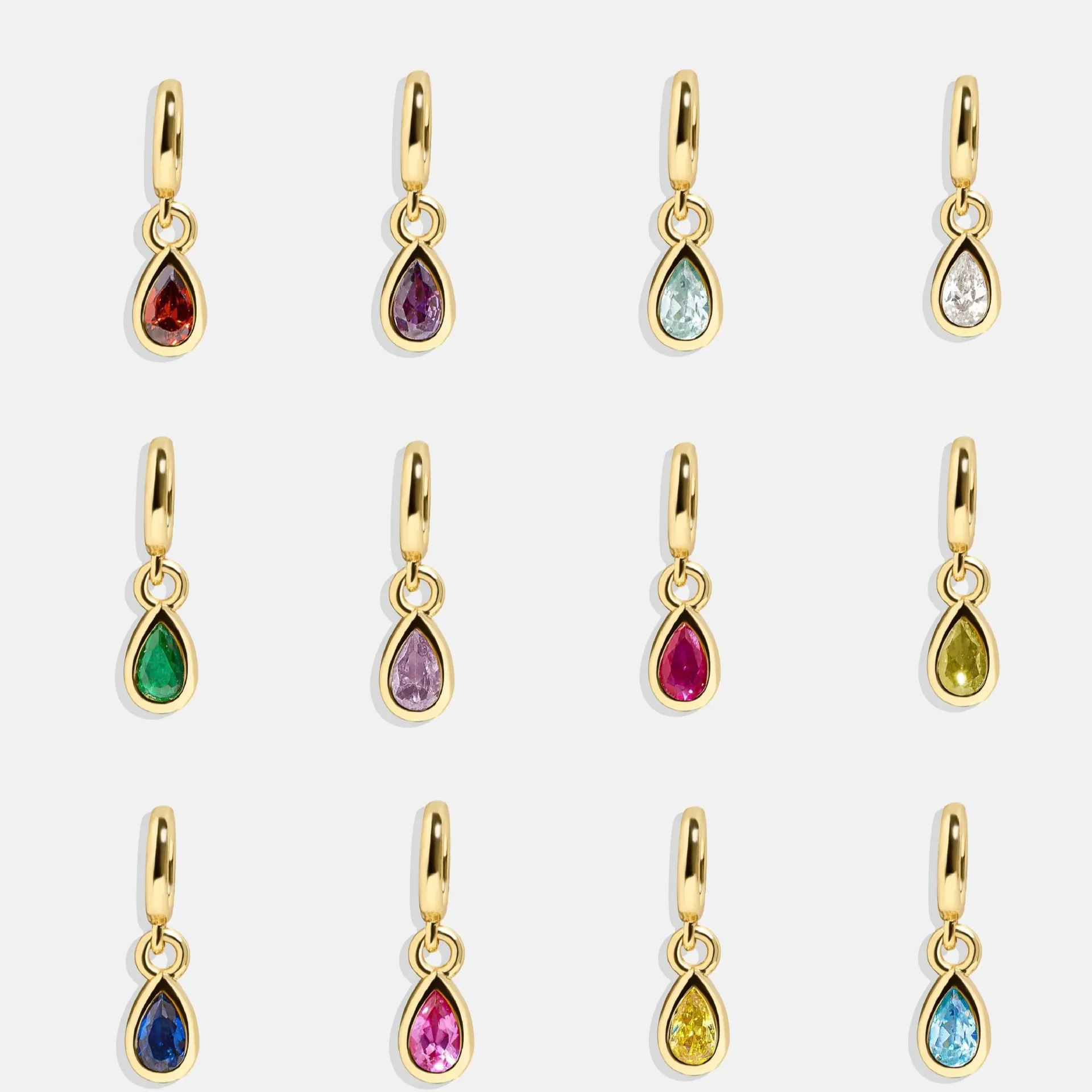 Teardrop Birthstone Pendant Necklace 18K Gold Plated Stainless Steel Water Drop Jewelry For Women