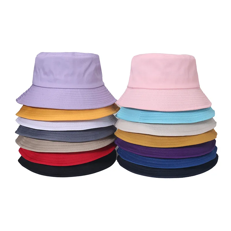 Solid Color Cotton Bucket Hat Sun Protection Outdoor Summer Fisherman Cap Minimalist Foldable For Women And Men