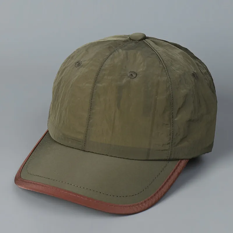 Casquette De Baseball À Bord Court Texture Froissée Séchage Rapide Légère Réglable Bord Contrasté Respirante Chapeau Sport