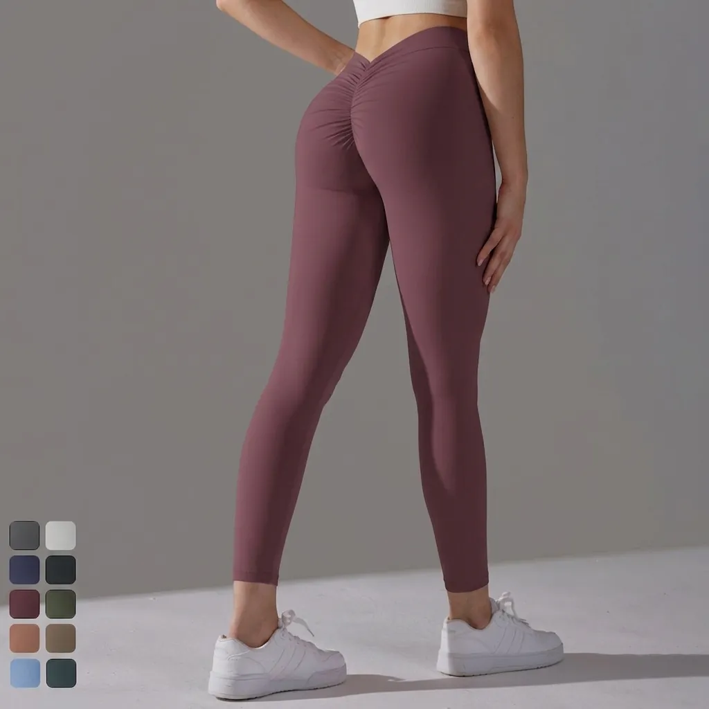 Pantalon de Yoga Femme Taille Haute Effet Push Up Leggings de Sport Sans Couture Respirant Collants de Fitness Musculation