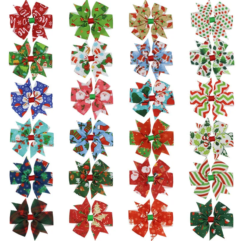Kinder Weihnachten Schleife Haarklammer Ripsband Krokodilklemme Mädchen Festliches Muster Druck Festival Party Accessoire