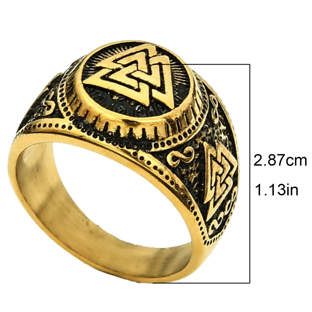Viking Ring Stainless Steel Valknut Rune Nordic Mythology Retro Punk Gothic Jewelry For Men