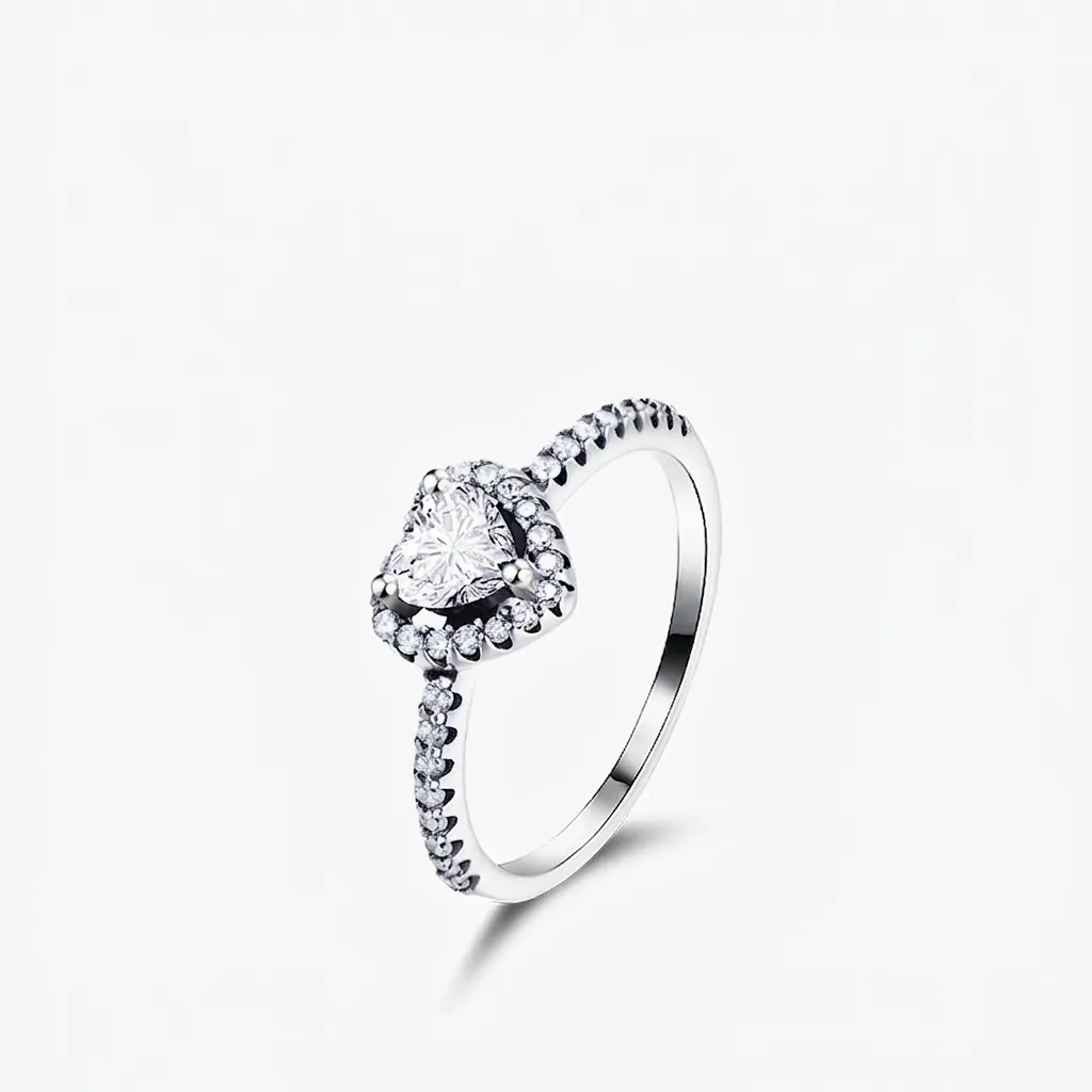 925 Sterling Silver Heart Shaped Ring With Zircon Halo Sparkling Elegant Jewelry For Women Romantic Engagement Promise