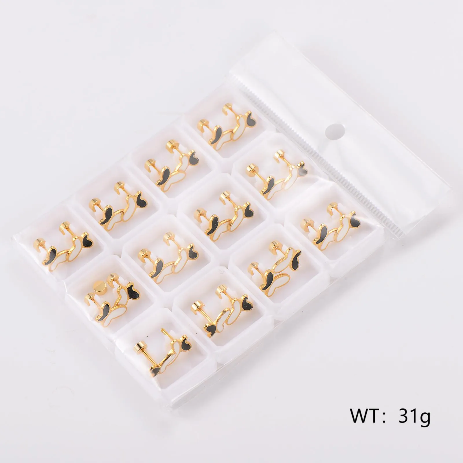 Butterfly Stud Earrings Stainless Steel Gold Plated Shell Inlay Sweet Fashion Jewelry For Women