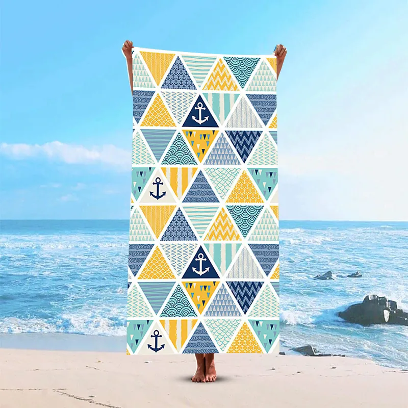 Asciugamano da Spiaggia in Microfibra ad Asciugatura Rapida Stampa Geometrica Mandala Bohemien Grande Asciugamano Assorbente per Nuoto Yoga Viaggio