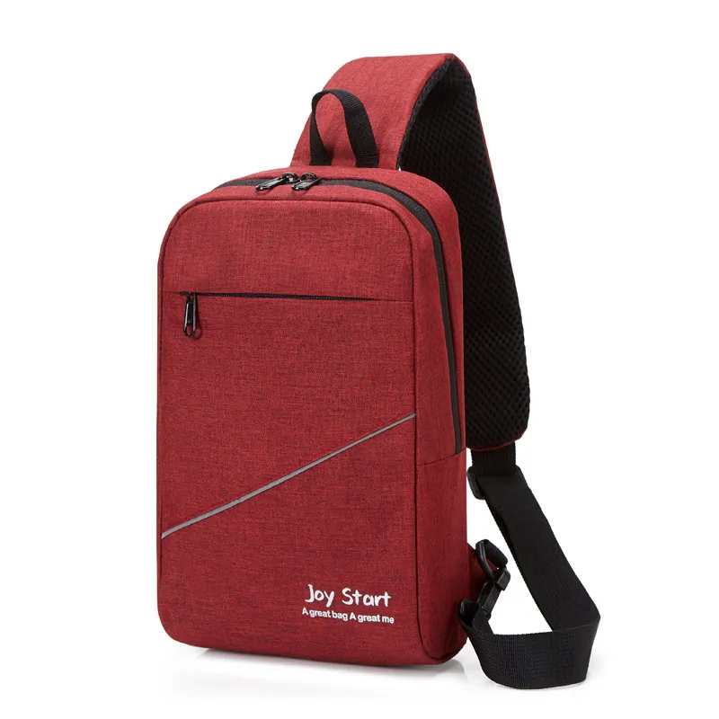 Herren Sling Tasche Brust Umhängetasche USB Ladeanschluss Reflexstreifen Wasserdicht Verschleißfest Freizeit Reise