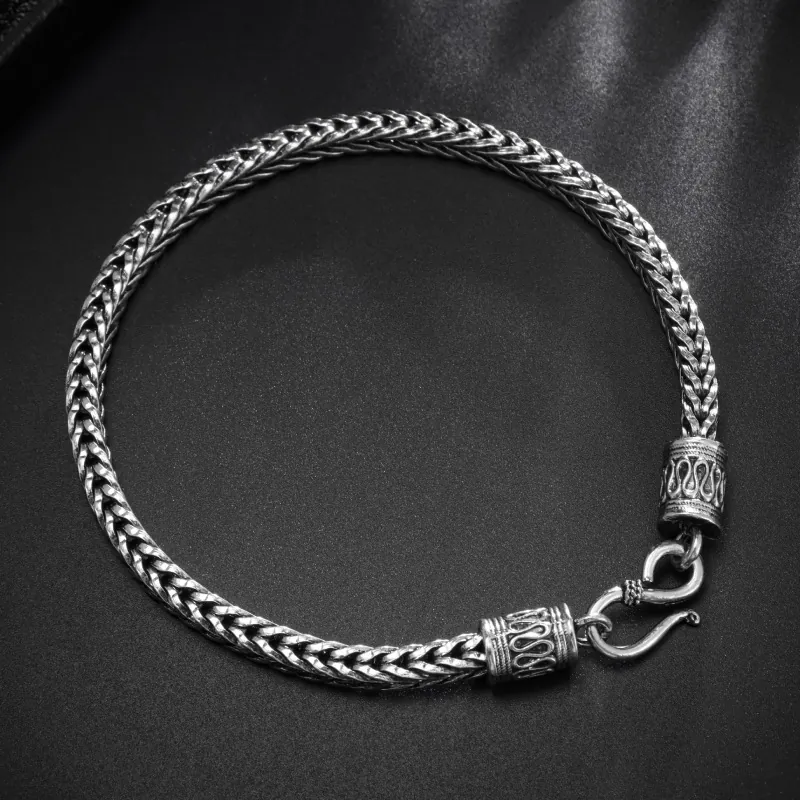 Men Vintage Stainless Steel Woven Snake Bone Chain Bracelet Necklace Retro S Hook Clasp Jewelry For Him