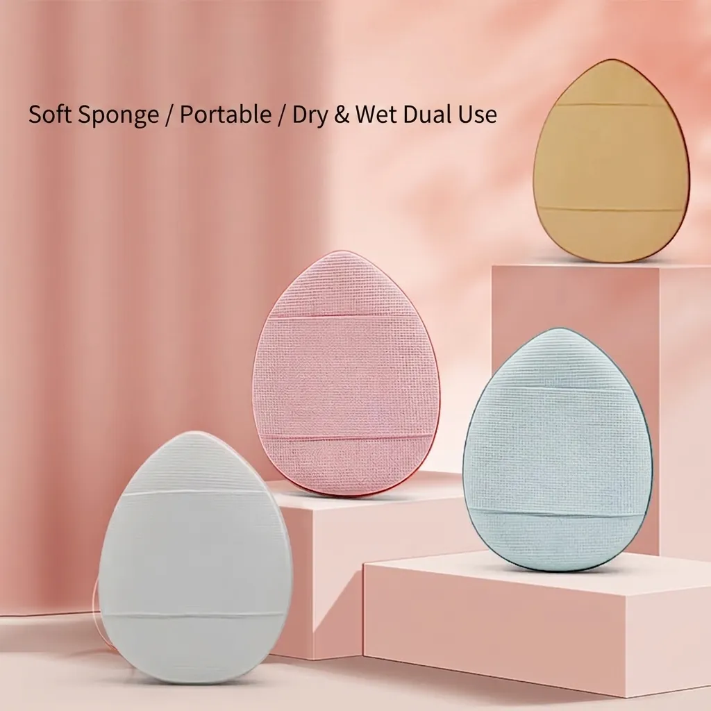 Finger Makeup Puff PU Non-Latex Water Drop Shape Dry Wet Dual Use Concealer Foundation Applicator Sponge For Face Detail