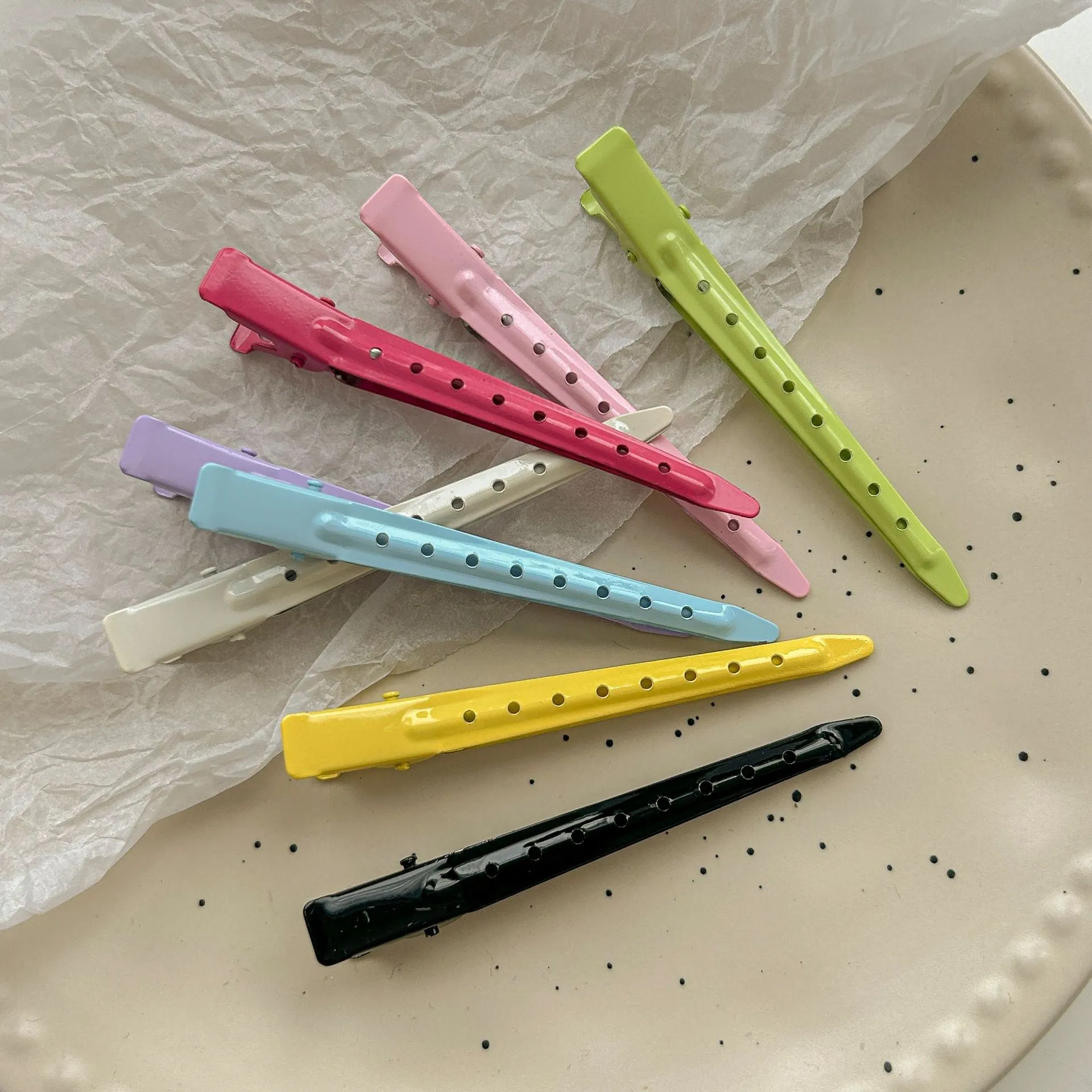 Metal Duckbill Hair Clips Professional Sectioning Styling Tool Seamless Colorful Hollow Design For Women Salon Accessory