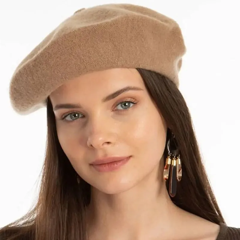 Solid Color Wool Felt Beret Hat Artist Painter Style Fashion Warm Autumn Winter Headwear For Women Elegant Accessory