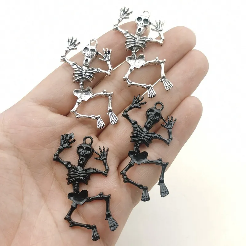 Gothic Skeleton Charm Pendants Zinc Alloy Funny Weird Dancing Bone DIY Jewelry Making Halloween Punk Rock Style