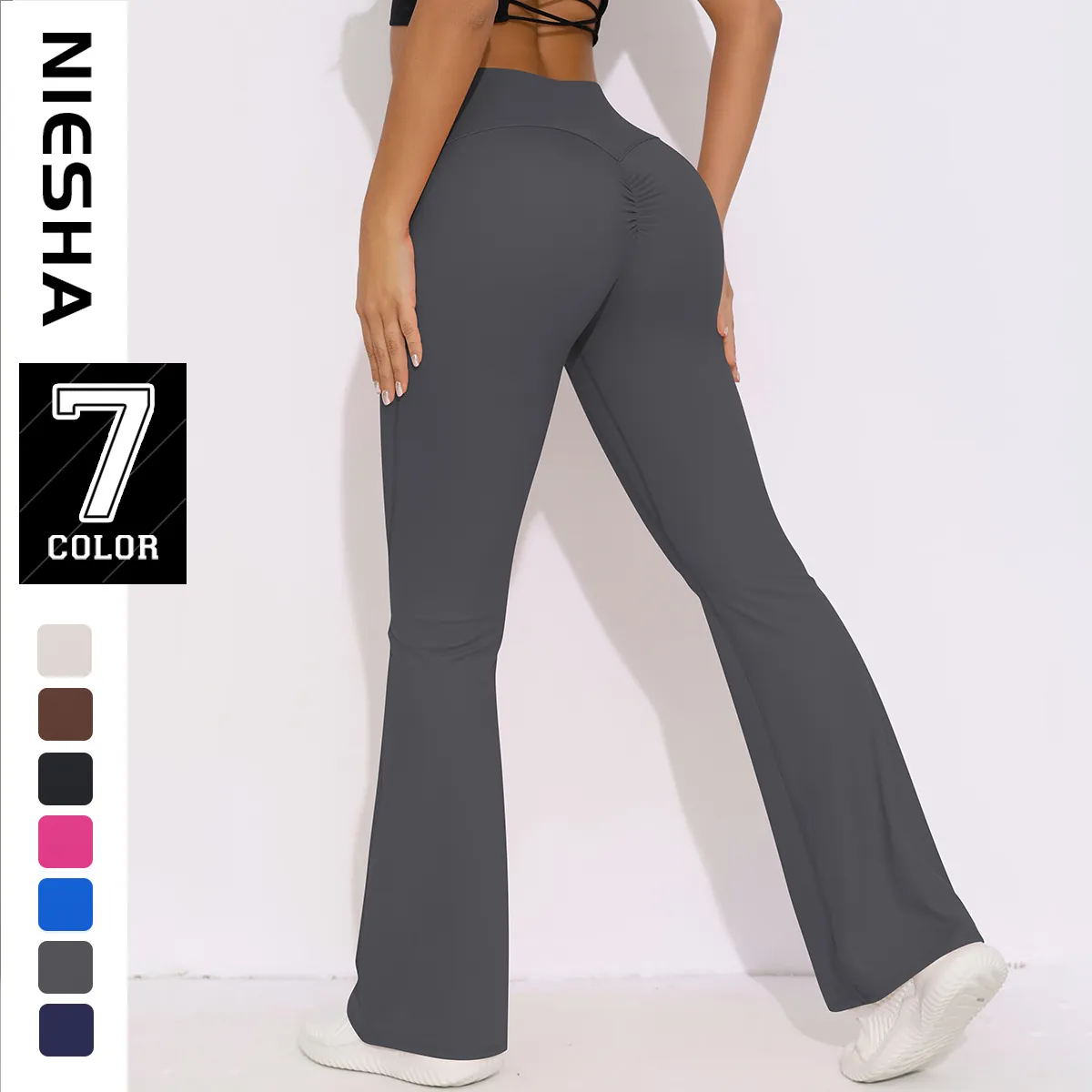 Women High Waist Flare Yoga Pants Scrunch Butt Tummy Control Bootcut Gym Leggings Brushed Stretchy Workout Fitness Bottoms