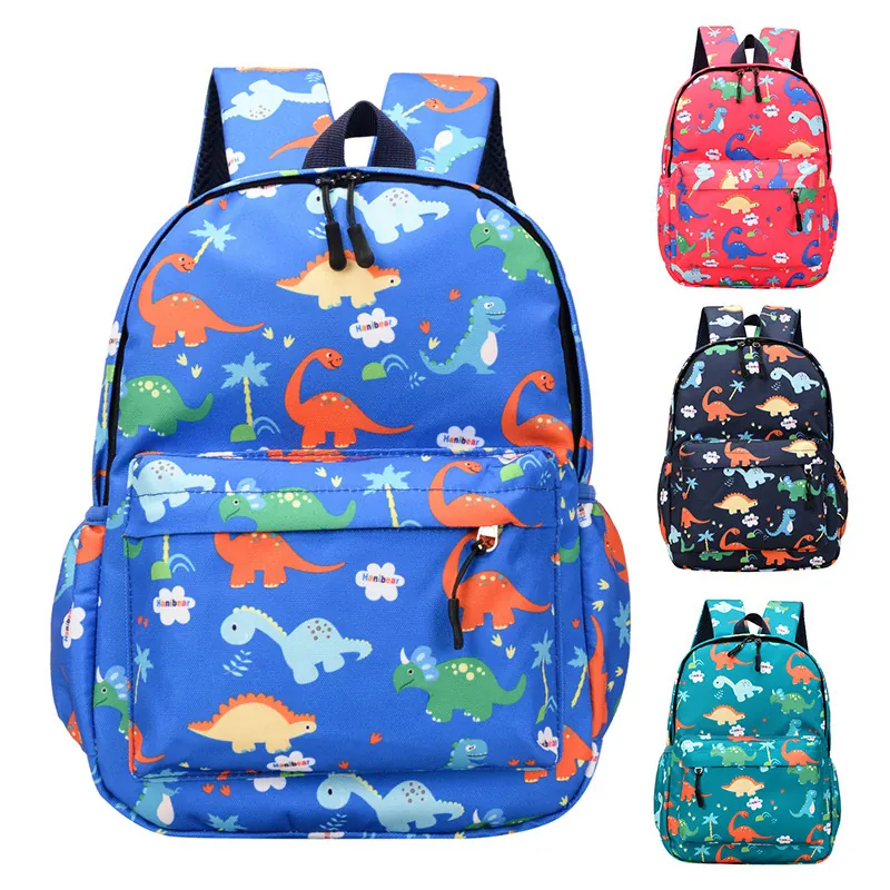 Kids Cartoon Dinosaur Print Backpack Durable Oxford Cloth Lightweight Breathable School Bag For Kindergarten Boys Girls