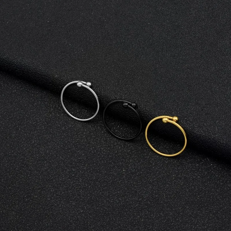 Minimalist Stainless Steel Open Ring Double Ball Geometric Adjustable Finger Jewelry Accessory For Women Men