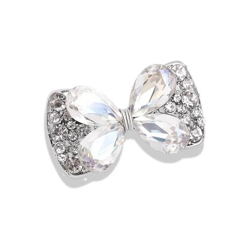 Sparkly Rhinestone Bowknot Butterfly Brooch Alloy Pin Crystal Inlaid Clothing Accessory For Women Elegant Fashion Jewelry
