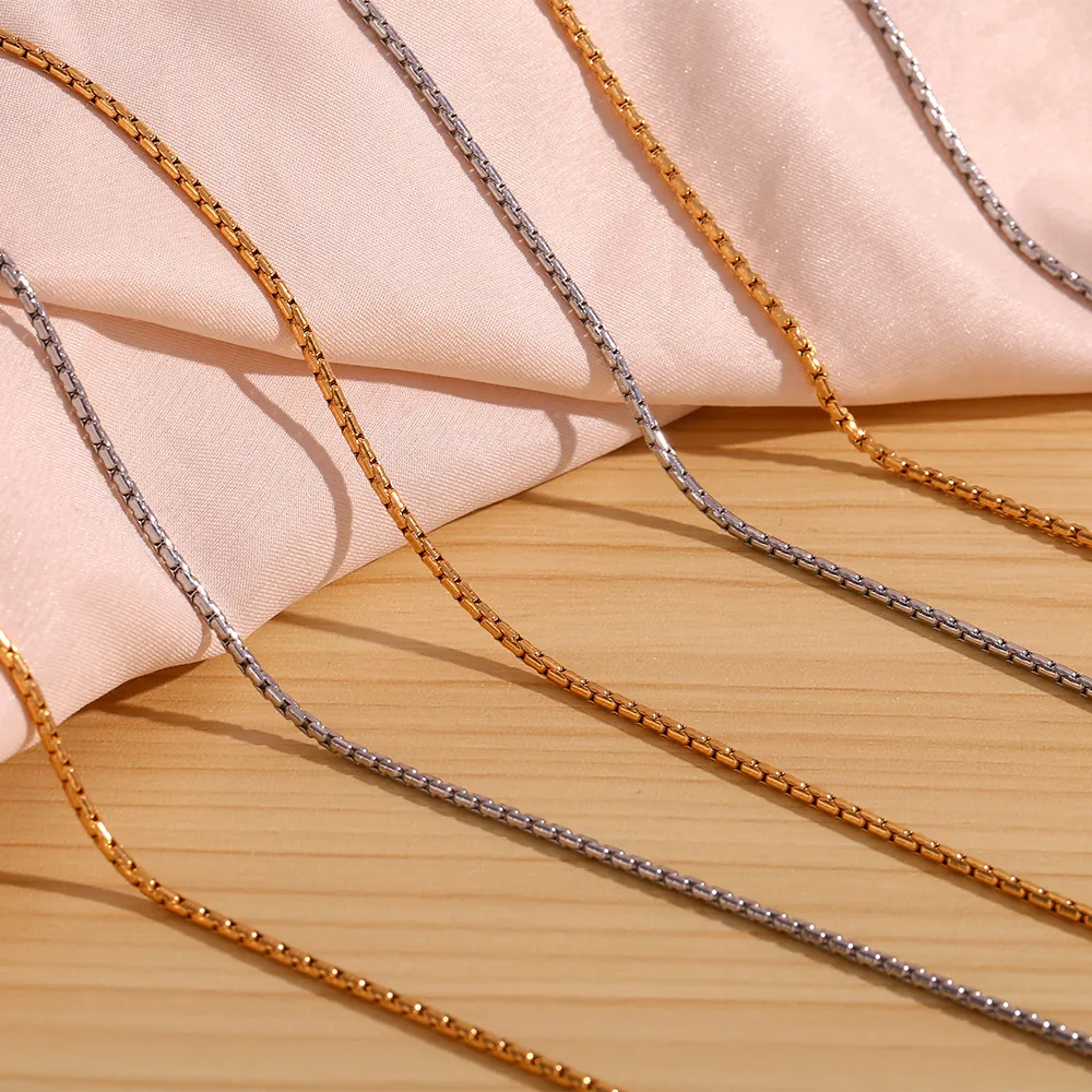 Minimalist Stainless Steel Box Chain Necklace For Women 18K Gold Silver Plated Link Bracelet Anklet Belly Chain Jewelry