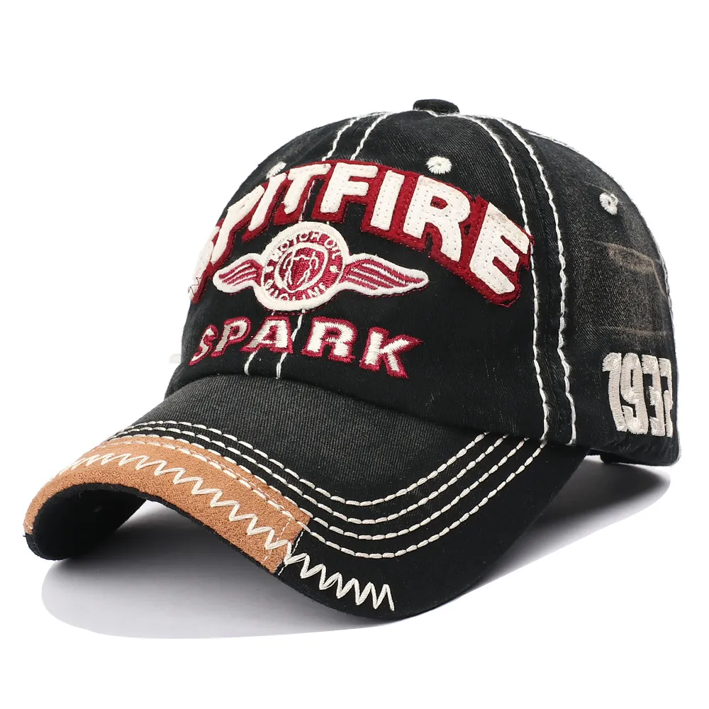 Casquette De Baseball En Coton Lavé Vintage Avec Broderie Réglable Rétro Chapeau De Protection Solaire Unisexe